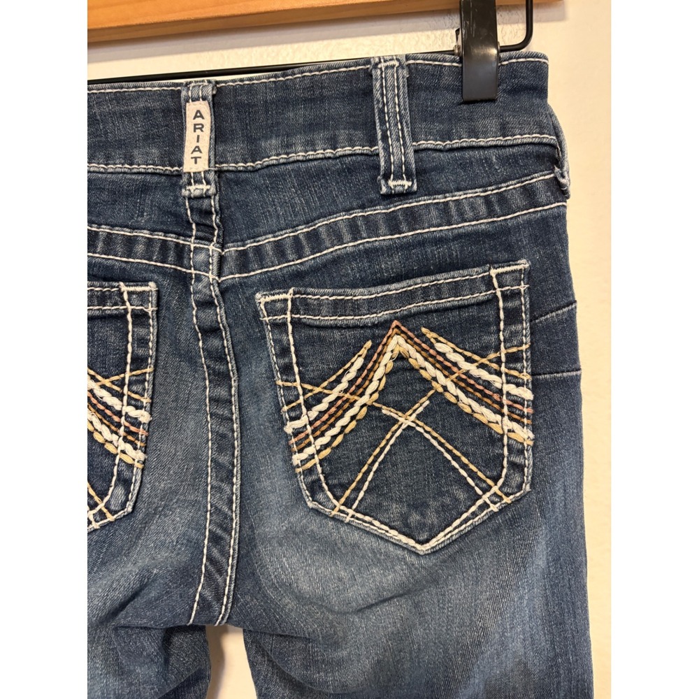 Ariat REAL Mid Rise Bootcut Jeans Dark Wash Embroidered Womens 26s - Picture 4 of 4
